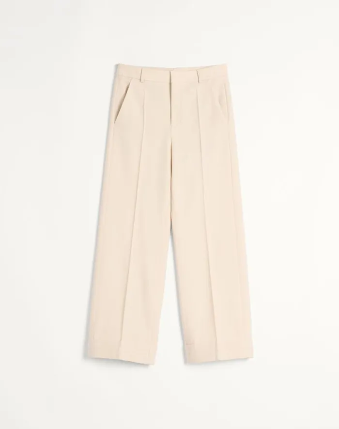 Valentino Pants And Shorts Man Wool Gabardine Pants With Turnups For Man In Butter Butter Valentino Pants And Shorts Man Wool Gabardine Pants With Turnups For Man In Butter Butter