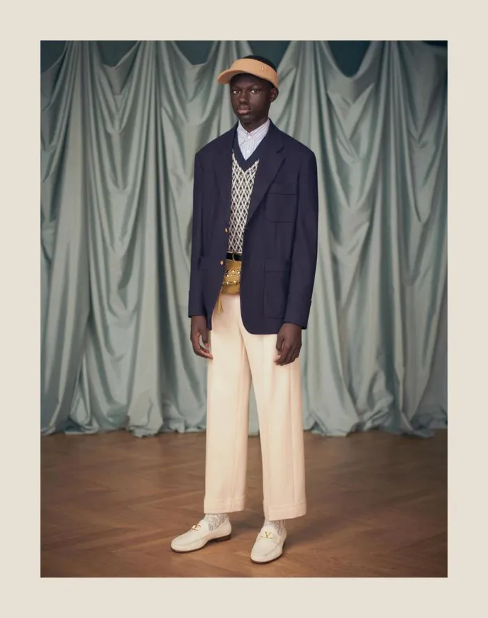 Valentino Pants And Shorts Man Wool Gabardine Pants With Turnups For Man In Butter Butter