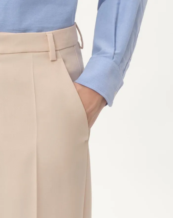 Valentino Pants And Shorts Man Wool Gabardine Trousers With Jacquard Hem For Man In Butter Butter Valentino Pants And Shorts Man Wool Gabardine Trousers With Jacquard Hem For Man In Butter Butter
