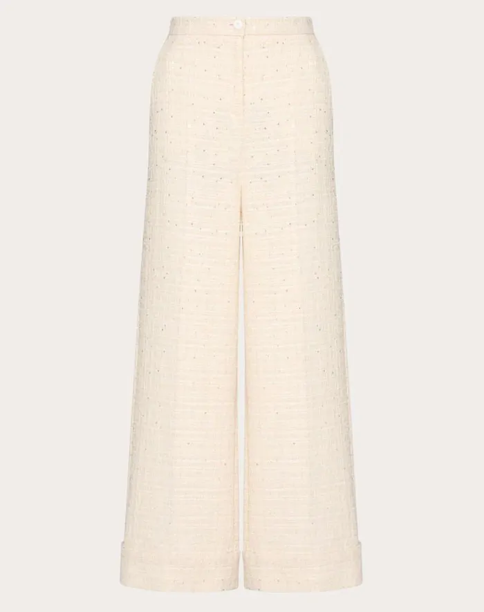 Valentino Pants And Shorts Woman Delicate Tweed Pants For Woman In Natural Natural