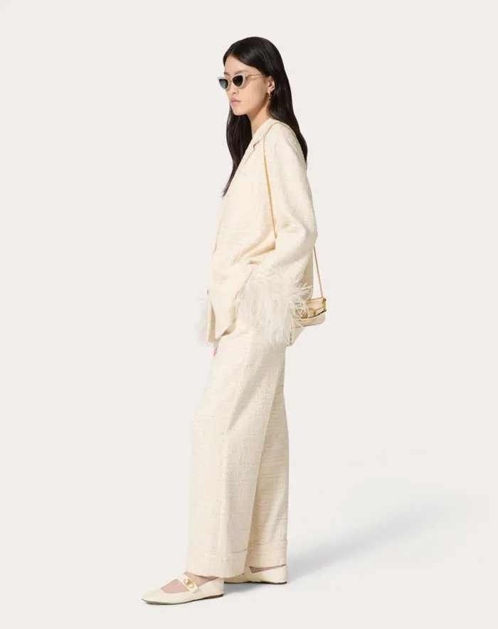Valentino Pants And Shorts Woman Delicate Tweed Pants For Woman In Natural Natural Valentino Pants And Shorts Woman Delicate Tweed Pants For Woman In Natural Natural