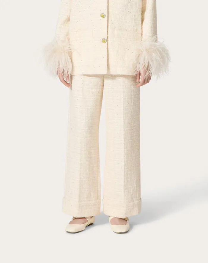 Valentino Pants And Shorts Woman Delicate Tweed Pants For Woman In Natural Natural Valentino Pants And Shorts Woman Delicate Tweed Pants For Woman In Natural Natural