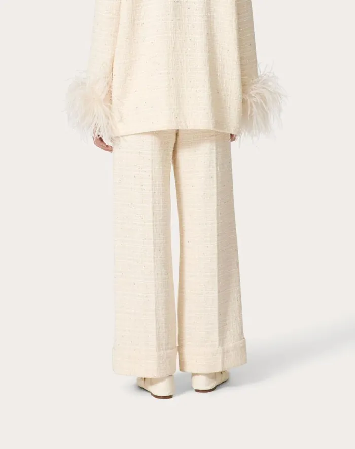 Valentino Pants And Shorts Woman Delicate Tweed Pants For Woman In Natural Natural Valentino Pants And Shorts Woman Delicate Tweed Pants For Woman In Natural Natural