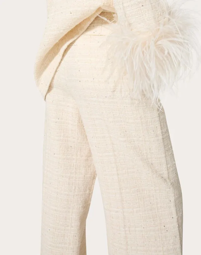 Valentino Pants And Shorts Woman Delicate Tweed Pants For Woman In Natural Natural Valentino Pants And Shorts Woman Delicate Tweed Pants For Woman In Natural Natural