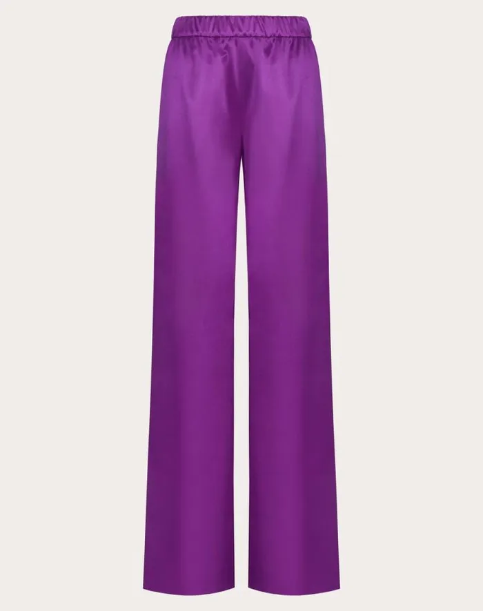 Valentino Pants And Shorts Woman Satin De Soie Pants For Woman In Violet Violet Valentino Pants And Shorts Woman Satin De Soie Pants For Woman In Violet Violet