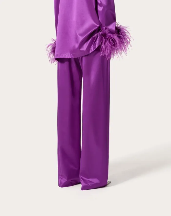 Valentino Pants And Shorts Woman Satin De Soie Pants For Woman In Violet Violet Valentino Pants And Shorts Woman Satin De Soie Pants For Woman In Violet Violet
