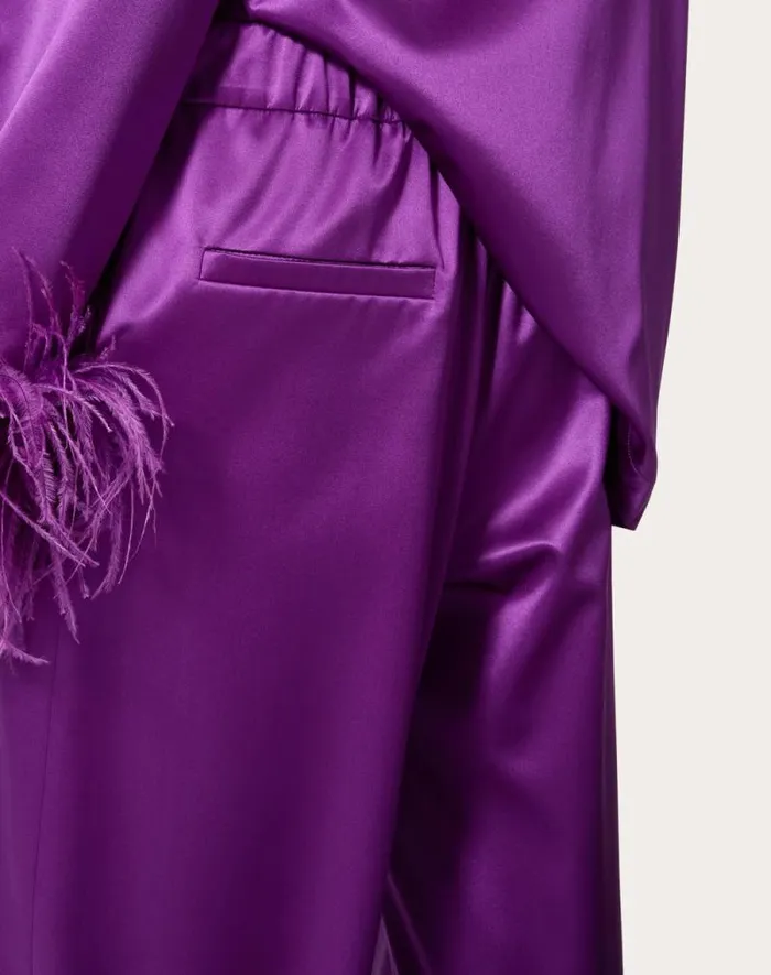 Valentino Pants And Shorts Woman Satin De Soie Pants For Woman In Violet Violet Valentino Pants And Shorts Woman Satin De Soie Pants For Woman In Violet Violet