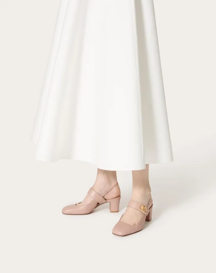 Valentino Pumps Woman Vlogo Locker Maryjane Slingback Pumps In Calfskin 60mm For Woman In Beige Rose Beige Rose