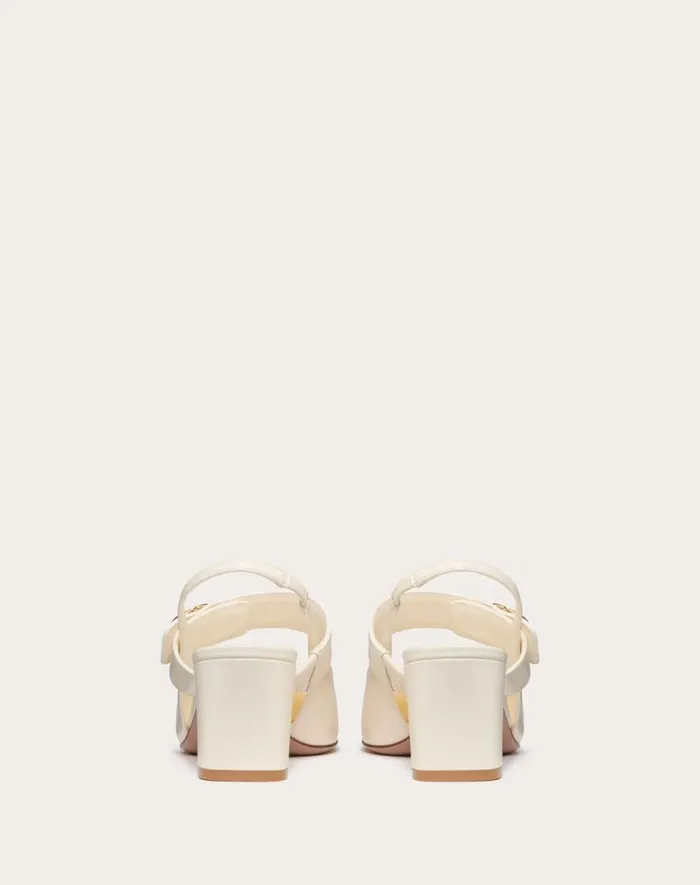 Valentino Pumps Woman Vlogo Locker Maryjane Slingback Pumps In Calfskin 60mm For Woman In Beige Rose Beige Rose