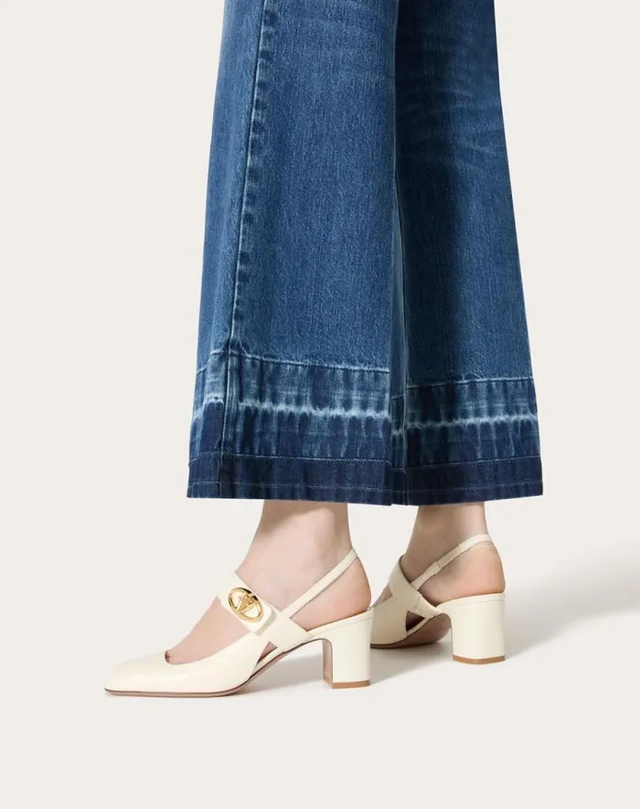 Valentino Pumps Woman Vlogo Locker Maryjane Slingback Pumps In Calfskin 60mm For Woman In Beige Rose Beige Rose
