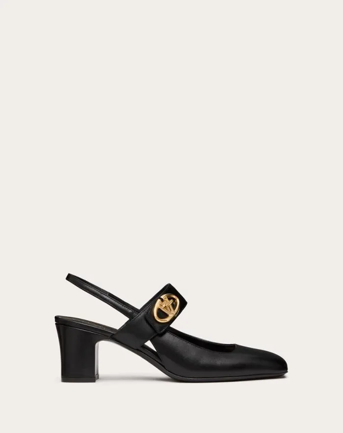Valentino Pumps Woman Vlogo Locker Maryjane Slingback Pumps In Calfskin 60mm For Woman In Beige Rose Beige Rose