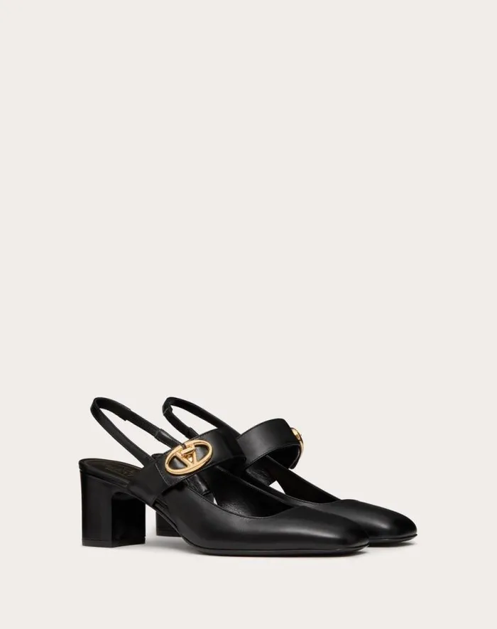 Valentino Pumps Woman Vlogo Locker Maryjane Slingback Pumps In Calfskin 60mm For Woman In Beige Rose Beige Rose