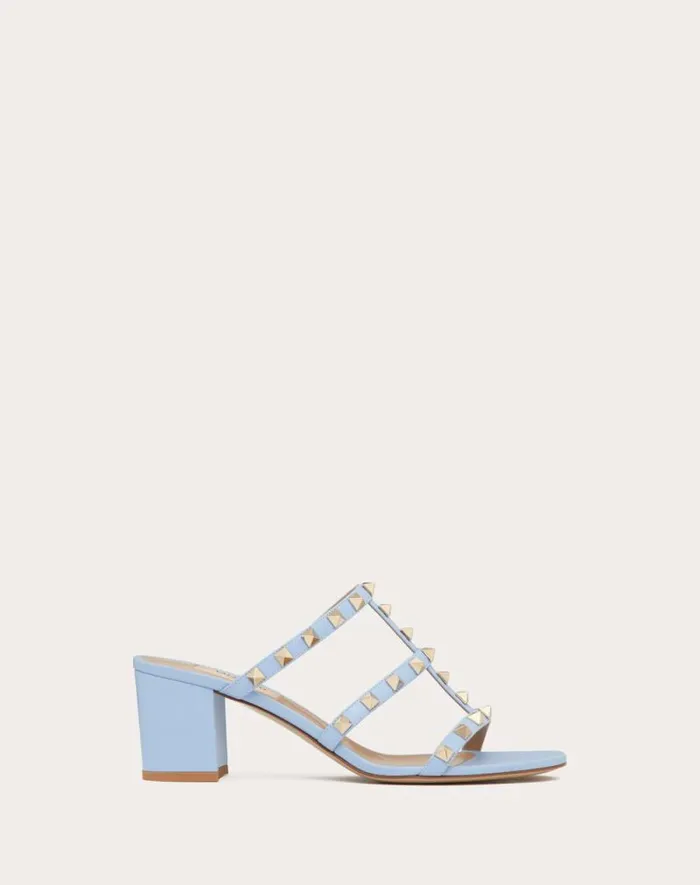 Valentino Sandals Woman Rockstud Calfskin Leather Slide Sandal 60 Mm For Woman In Almond Almond Valentino Sandals Woman Rockstud Calfskin Leather Slide Sandal 60 Mm For Woman In Almond Almond