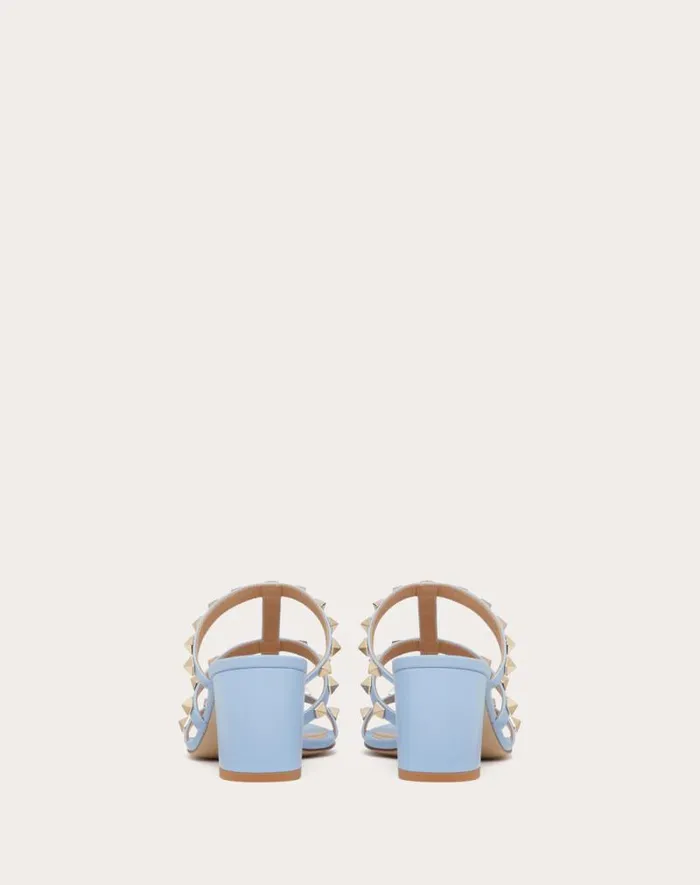 Valentino Sandals Woman Rockstud Calfskin Leather Slide Sandal 60 Mm For Woman In Almond Almond Valentino Sandals Woman Rockstud Calfskin Leather Slide Sandal 60 Mm For Woman In Almond Almond