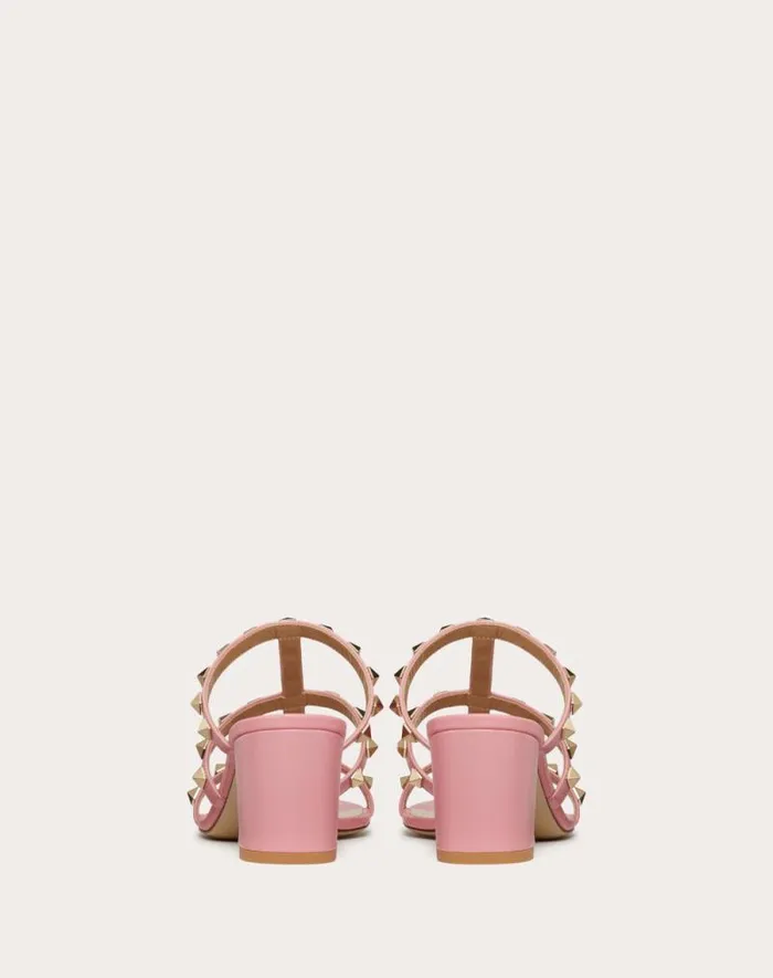 Valentino Sandals Woman Rockstud Calfskin Leather Slide Sandal 60 Mm For Woman In Almond Almond Valentino Sandals Woman Rockstud Calfskin Leather Slide Sandal 60 Mm For Woman In Almond Almond