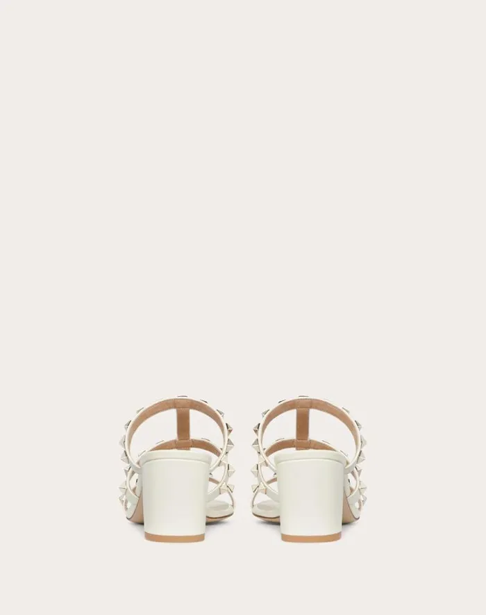 Valentino Sandals Woman Rockstud Calfskin Leather Slide Sandal 60 Mm For Woman In Almond Almond Valentino Sandals Woman Rockstud Calfskin Leather Slide Sandal 60 Mm For Woman In Almond Almond
