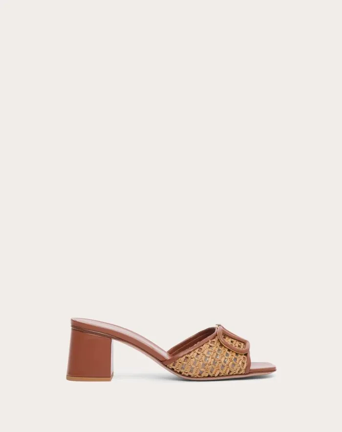Valentino Sandals Woman Slide Vlogo Signature Sandal In Raffia 60mm For Woman In Tobacco Tobacco Valentino Sandals Woman Slide Vlogo Signature Sandal In Raffia 60mm For Woman In Tobacco Tobacco