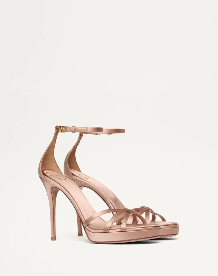 Valentino Sandals Woman Valentino Garavani Eveninglam Satin Platform Sandal 120mm For Woman In Black Black Valentino Sandals Woman Valentino Garavani Eveninglam Satin Platform Sandal 120mm For Woman In Black Black