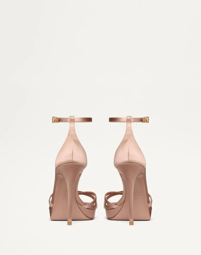 Valentino Sandals Woman Valentino Garavani Eveninglam Satin Platform Sandal 120mm For Woman In Black Black Valentino Sandals Woman Valentino Garavani Eveninglam Satin Platform Sandal 120mm For Woman In Black Black