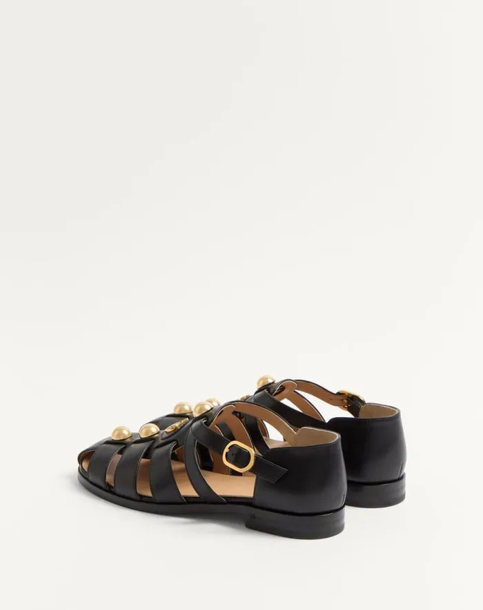 Valentino Sandals Woman Vlogo Signature Calfskin Fisherman Sandal 20mm For Woman In Black Black