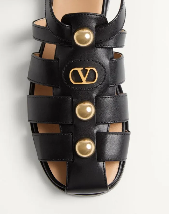 Valentino Sandals Woman Vlogo Signature Calfskin Fisherman Sandal 20mm For Woman In Black Black