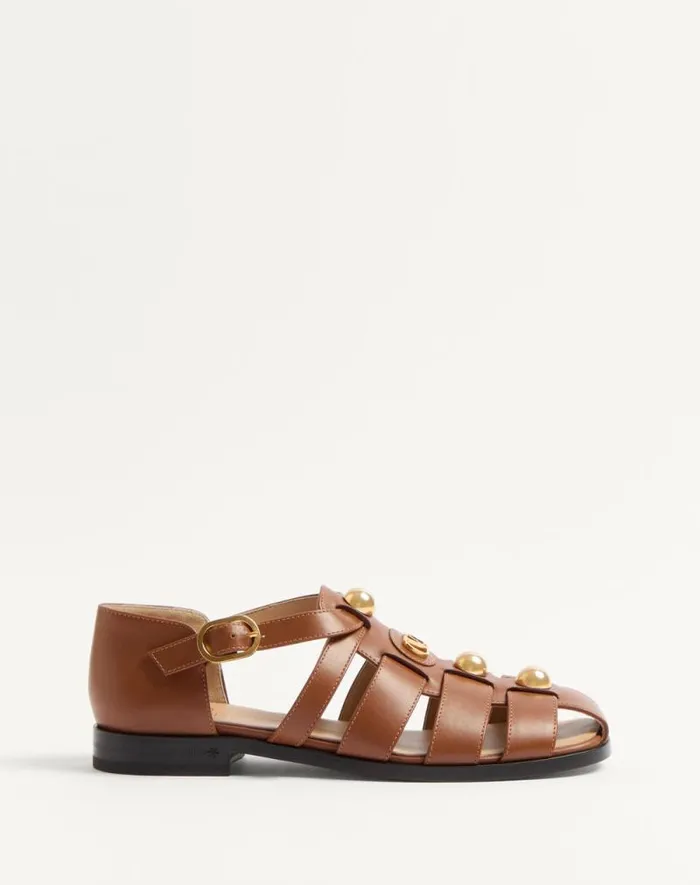 Valentino Sandals Woman Vlogo Signature Calfskin Fisherman Sandal 20mm For Woman In Black Black