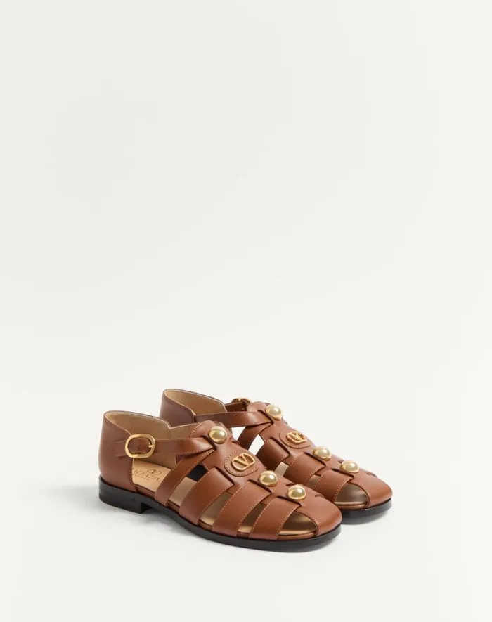 Valentino Sandals Woman Vlogo Signature Calfskin Fisherman Sandal 20mm For Woman In Black Black