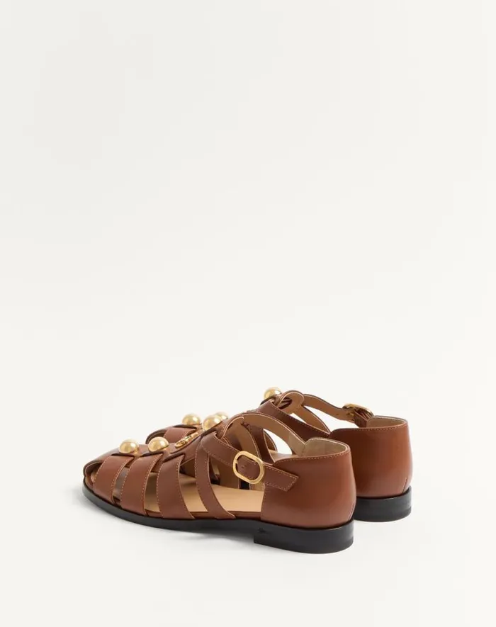 Valentino Sandals Woman Vlogo Signature Calfskin Fisherman Sandal 20mm For Woman In Black Black