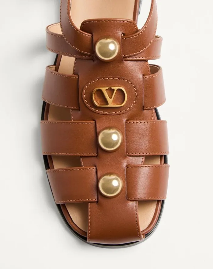 Valentino Sandals Woman Vlogo Signature Calfskin Fisherman Sandal 20mm For Woman In Black Black