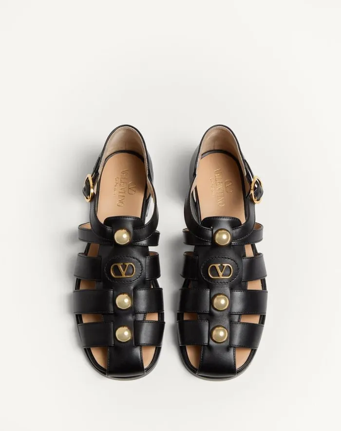 Valentino Sandals Woman Vlogo Signature Calfskin Fisherman Sandal 20mm For Woman In Black Black