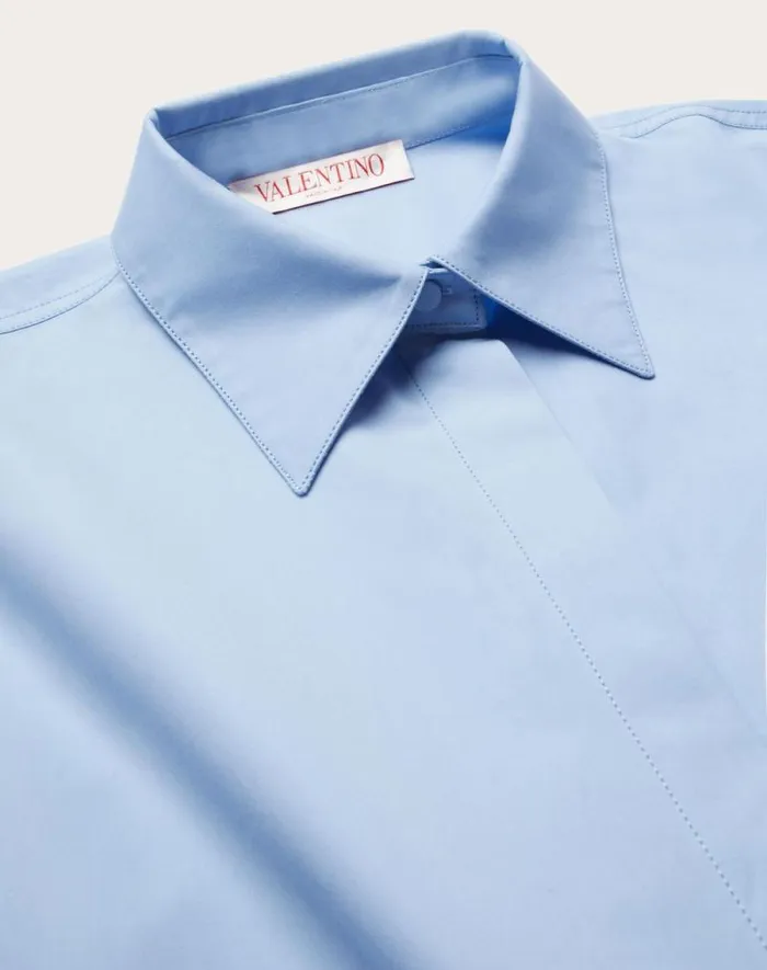 Valentino Shirts And Tops Woman Compact Popeline Blouse For Woman In Iris Liliac Iris Liliac Valentino Shirts And Tops Woman Compact Popeline Blouse For Woman In Iris Liliac Iris Liliac