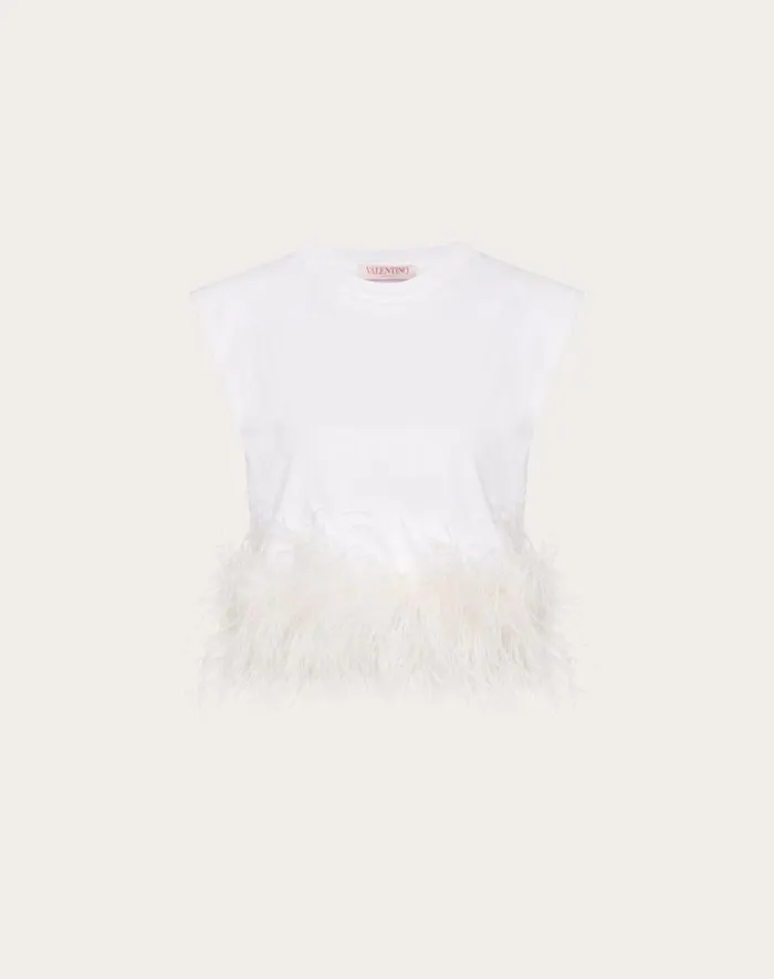 Valentino Shirts And Tops Woman Cotton Jersey Top For Woman In White White