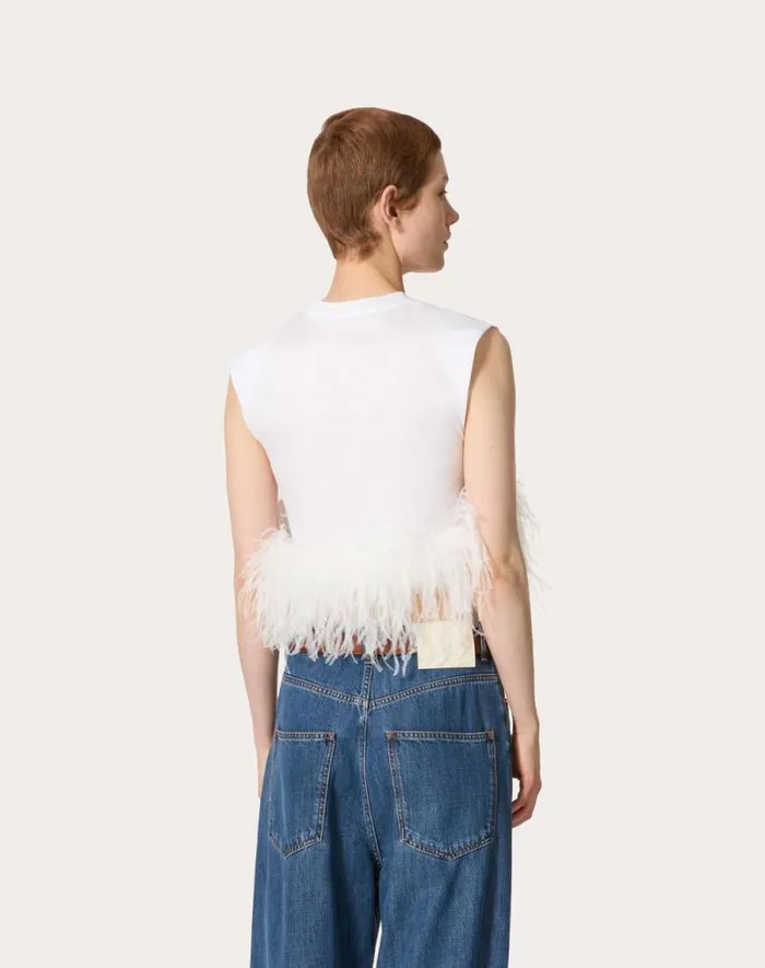 Valentino Shirts And Tops Woman Cotton Jersey Top For Woman In White White Valentino Shirts And Tops Woman Cotton Jersey Top For Woman In White White