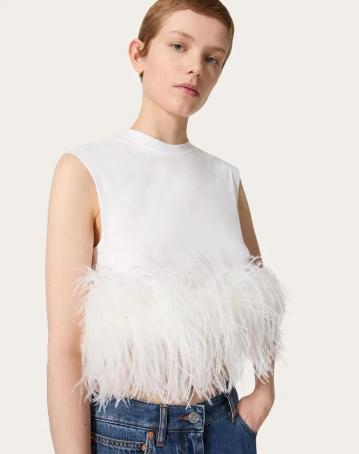 Valentino Shirts And Tops Woman Cotton Jersey Top For Woman In White White Valentino Shirts And Tops Woman Cotton Jersey Top For Woman In White White