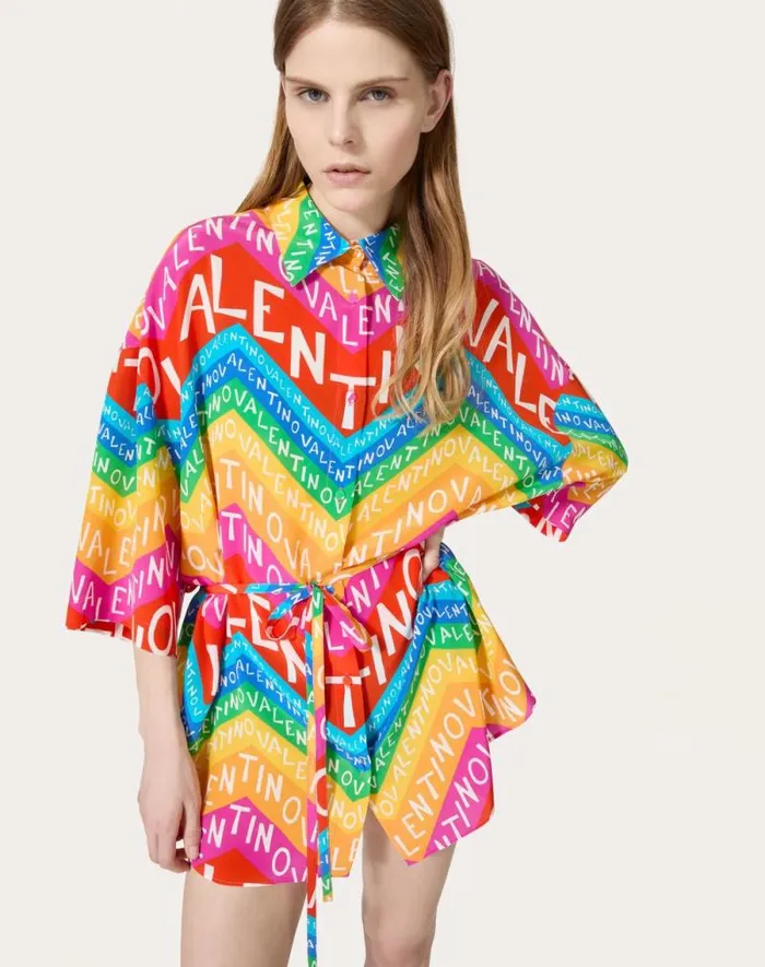 Valentino Shirts And Tops Woman Valentino Chevron Crepe De Chine Shirt 24 For Woman In Multicolor Multicolor Valentino Shirts And Tops Woman Valentino Chevron Crepe De Chine Shirt 24 For Woman In Multicolor Multicolor
