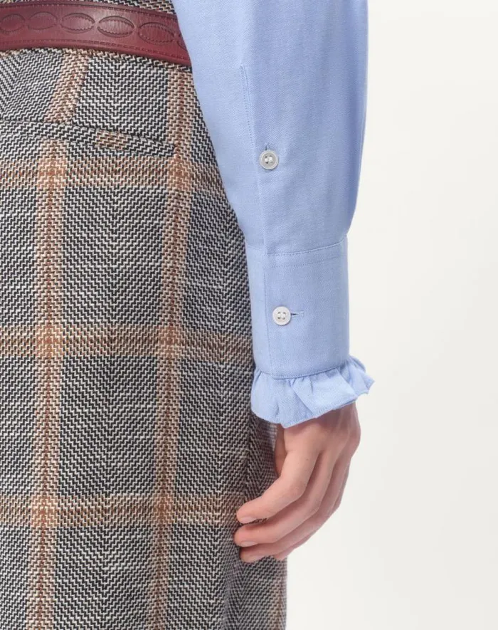 Valentino Shirts Man Cotton Shirt With Plastron And Ruffles For Man In Sky Blue Sky Blue Valentino Shirts Man Cotton Shirt With Plastron And Ruffles For Man In Sky Blue Sky Blue