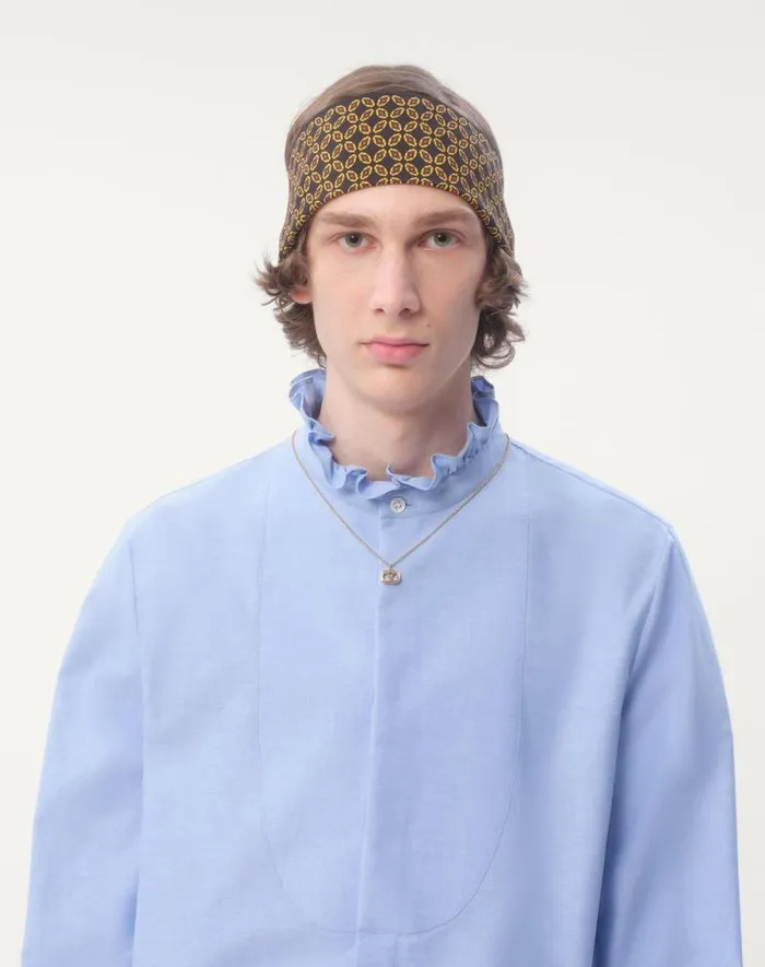 Valentino Shirts Man Cotton Shirt With Plastron And Ruffles For Man In Sky Blue Sky Blue Valentino Shirts Man Cotton Shirt With Plastron And Ruffles For Man In Sky Blue Sky Blue