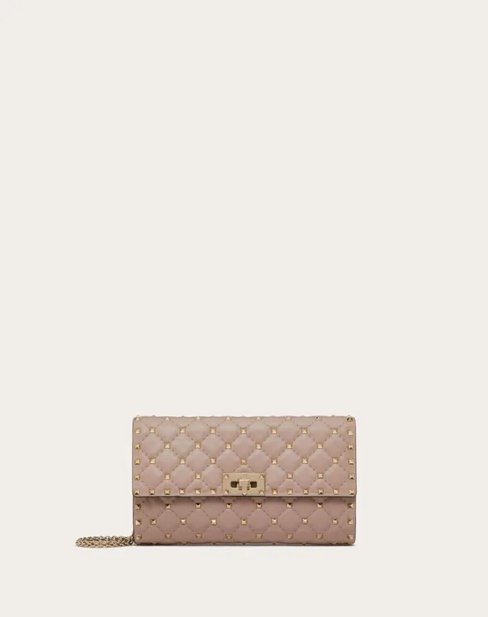 Valentino Shoulder Bags Woman Rockstud Spike Nappa Leather Crossbody Clutch Bag For Woman In Poudre Poudre Valentino Shoulder Bags Woman Rockstud Spike Nappa Leather Crossbody Clutch Bag For Woman In Poudre Poudre