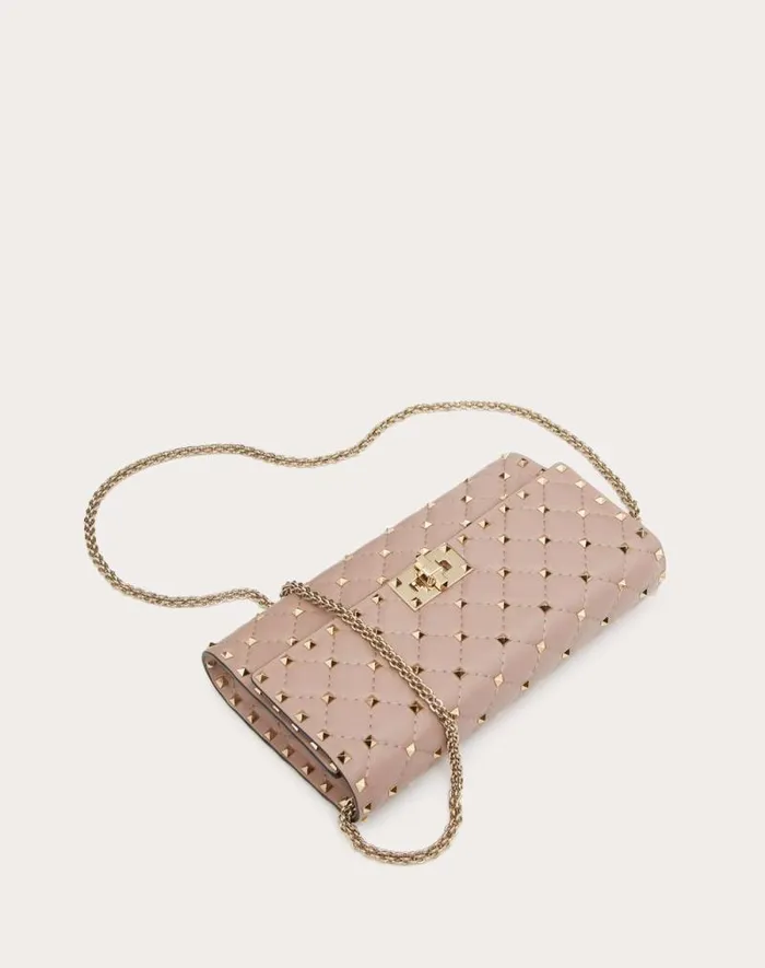 Valentino Shoulder Bags Woman Rockstud Spike Nappa Leather Crossbody Clutch Bag For Woman In Poudre Poudre Valentino Shoulder Bags Woman Rockstud Spike Nappa Leather Crossbody Clutch Bag For Woman In Poudre Poudre