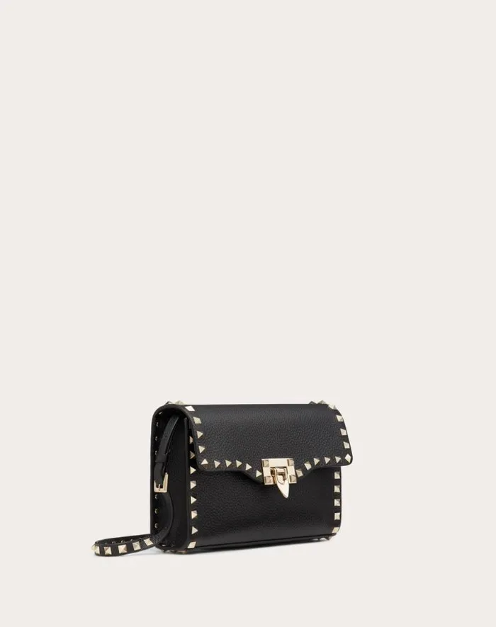 Valentino Shoulder Bags Woman Small Rockstud Grainy Calfskin Crossbody Bag For Woman In Azure Azure