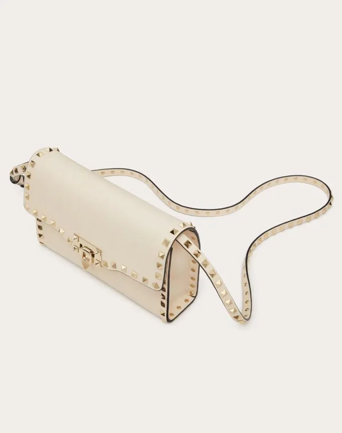 Valentino Shoulder Bags Woman Small Rockstud Grainy Calfskin Crossbody Bag For Woman In Azure Azure