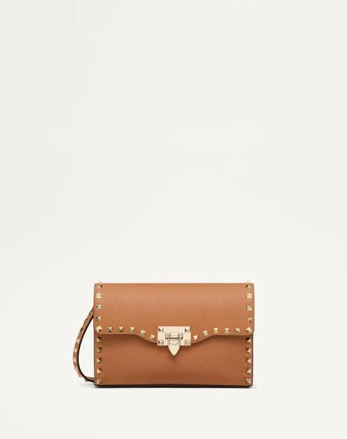 Valentino Shoulder Bags Woman Small Rockstud Grainy Calfskin Crossbody Bag For Woman In Azure Azure