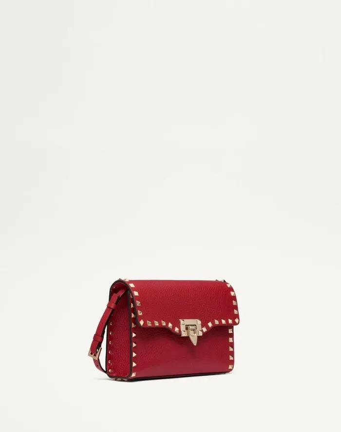 Valentino Shoulder Bags Woman Small Rockstud Grainy Calfskin Crossbody Bag For Woman In Azure Azure