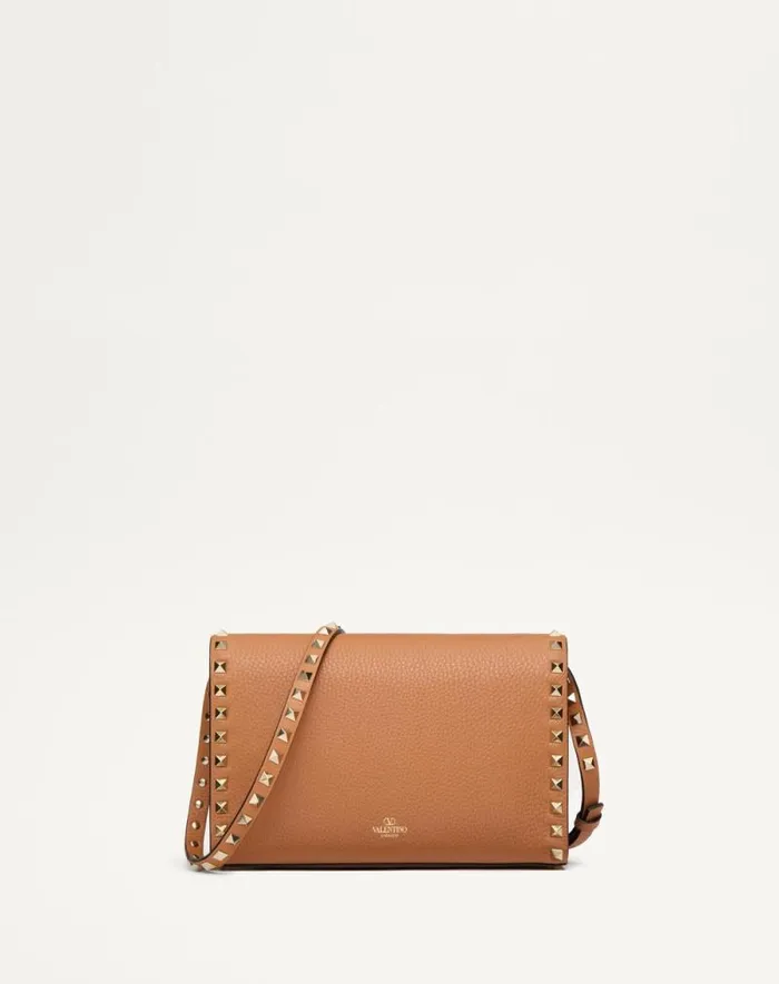 Valentino Shoulder Bags Woman Small Rockstud Grainy Calfskin Crossbody Bag For Woman In Azure Azure