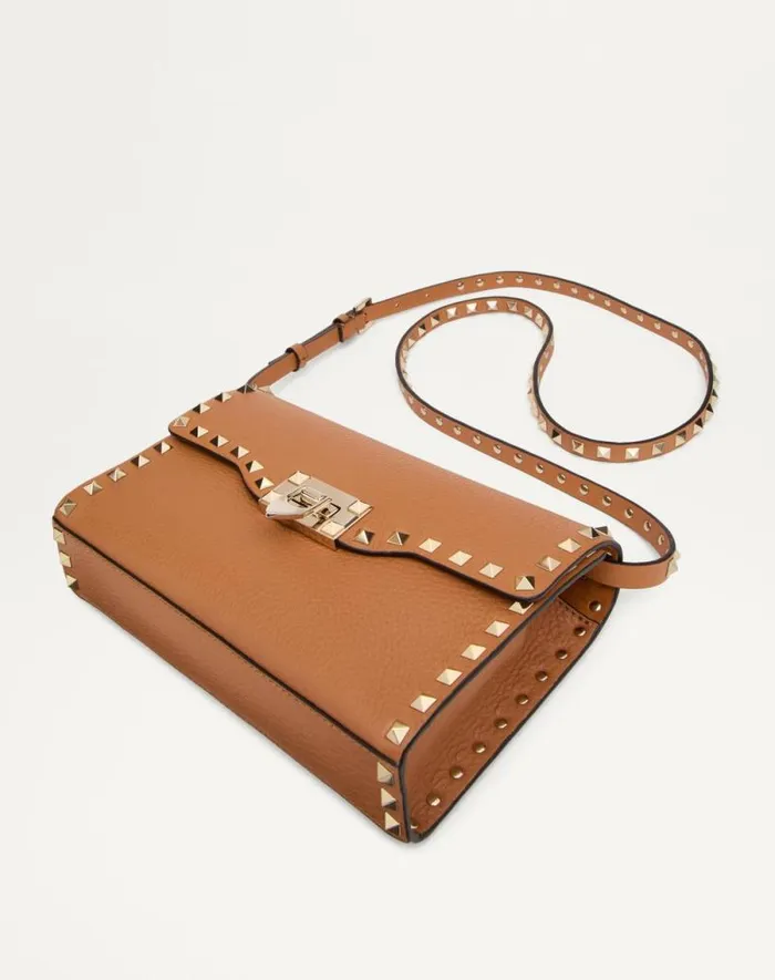 Valentino Shoulder Bags Woman Small Rockstud Grainy Calfskin Crossbody Bag For Woman In Azure Azure