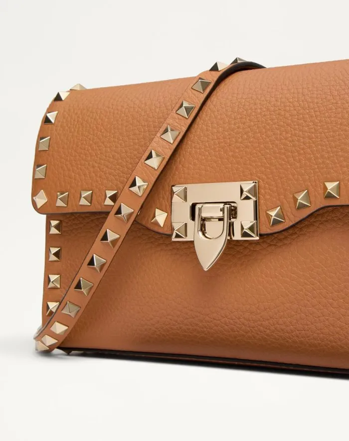 Valentino Shoulder Bags Woman Small Rockstud Grainy Calfskin Crossbody Bag For Woman In Azure Azure