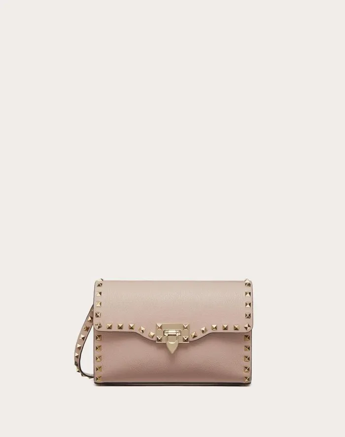 Valentino Shoulder Bags Woman Small Rockstud Grainy Calfskin Crossbody Bag For Woman In Azure Azure