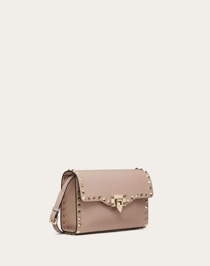 Valentino Shoulder Bags Woman Small Rockstud Grainy Calfskin Crossbody Bag For Woman In Azure Azure