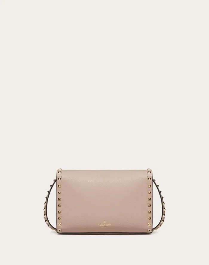 Valentino Shoulder Bags Woman Small Rockstud Grainy Calfskin Crossbody Bag For Woman In Azure Azure