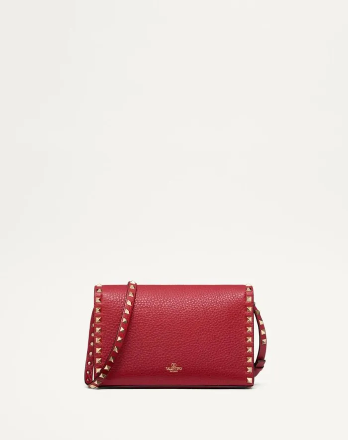 Valentino Shoulder Bags Woman Small Rockstud Grainy Calfskin Crossbody Bag For Woman In Azure Azure
